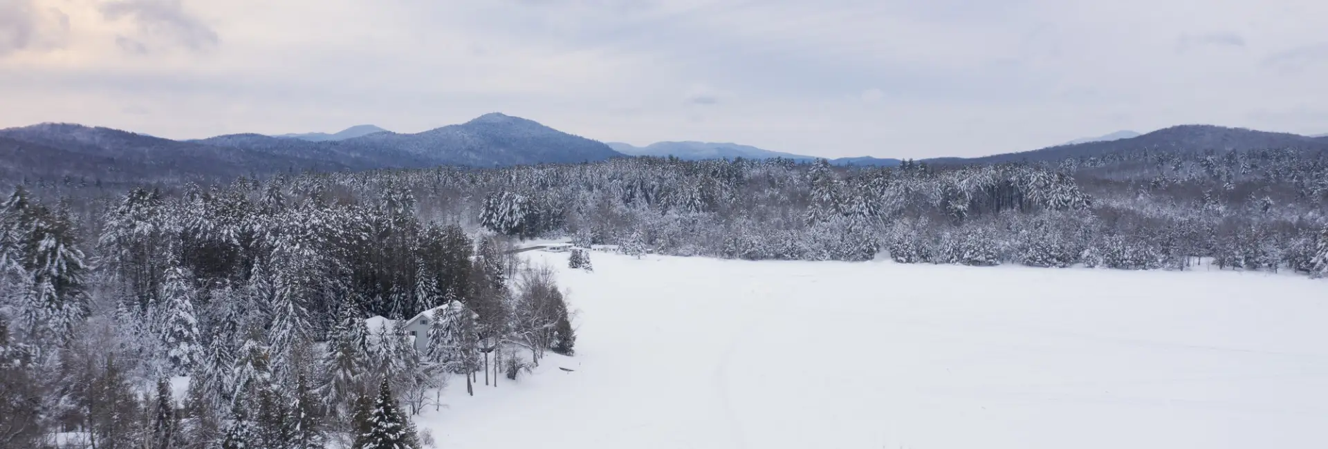 A winter landscape of the Hub.