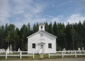 This charming little church is part of the roadside scenery.