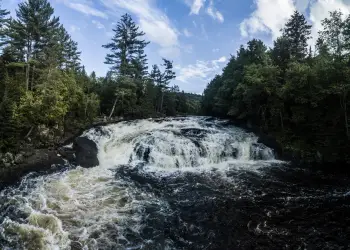 Buttermilk Falls in Long Lake,  New York, Long Lake,  New York's Buttermilk Falls in winter, Fall foliage surrounding Buttermilk Falls, Buttermilk Falls in spring