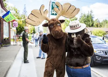 Moose Smokey the Bear at festival