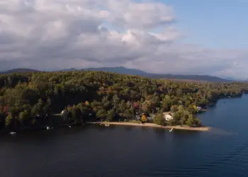 Schroon Lake in fall is a fine time for a paddle or boat trip.