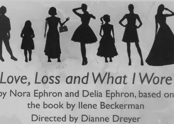 Silhouettes of various women above the title,  Love,  Loss and What I Wore.