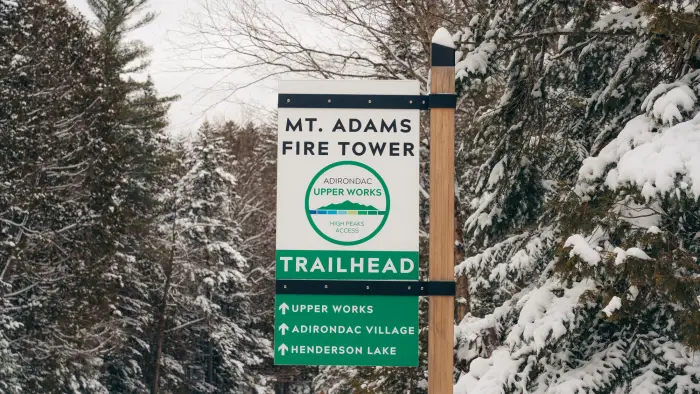 A sign for Mt Adams