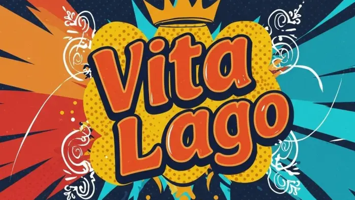 Vita Lago logo with bright stripes streaming from the letters