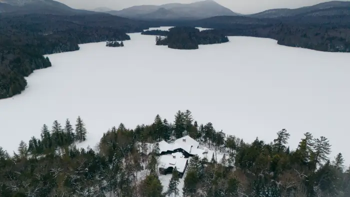 aerial view of santanoni