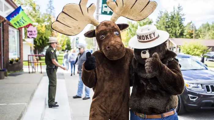 Moose Smokey the Bear at festival