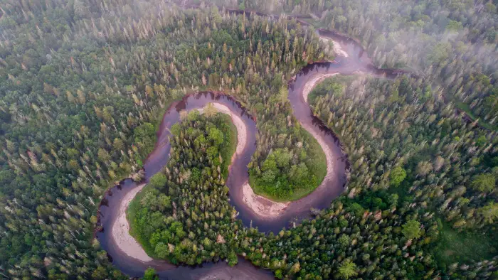 Aerial view of the Opalescent River