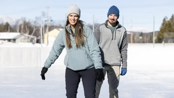 A couple ice skating