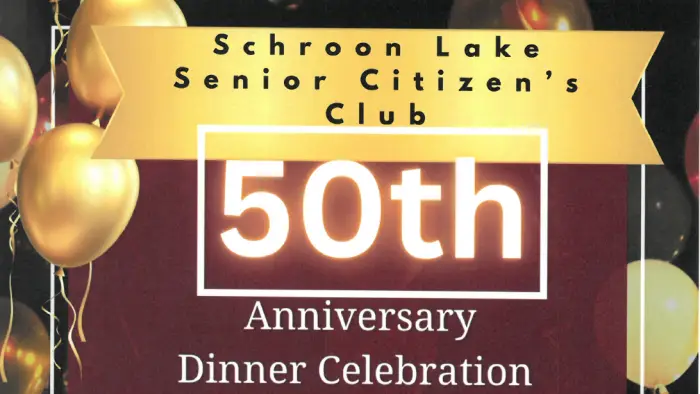 Poster for the Schroon Lake Senior Citizen's Club 50th Anniversary Dinner Celebration