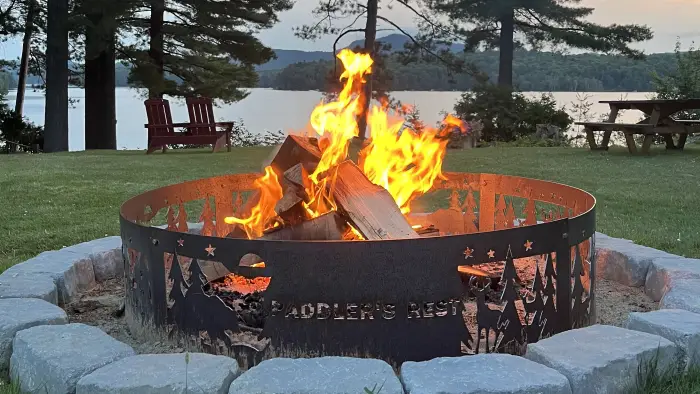 Custom fire ring at dusk