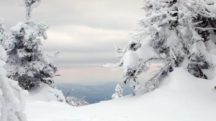 The view from the summit in winter is stunning.