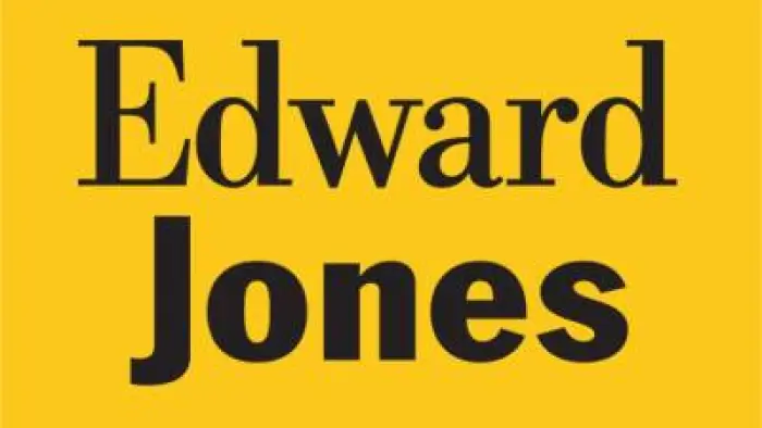 Black text Edward Jones with mustard background