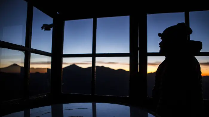 A man in a firetower