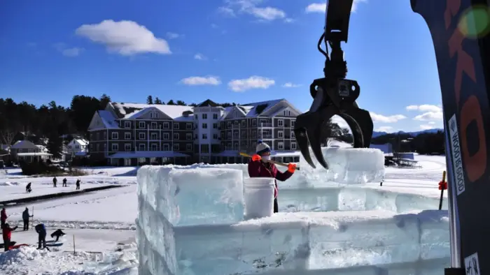 Ice castle construction from 2022