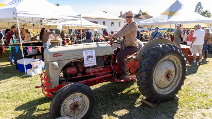 woman on a tractor