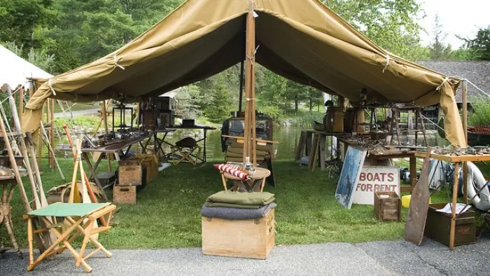 Rustic sale under tent