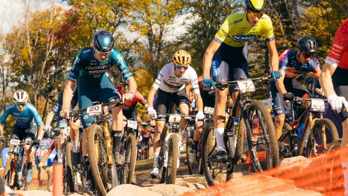 Competitors take on the rock garden portion of the course.