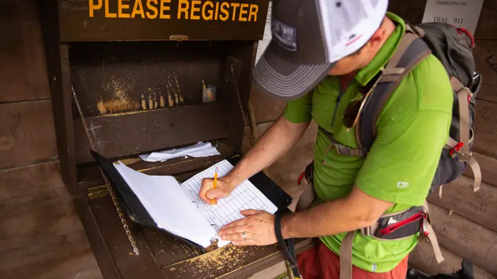 Always sign the register&#44; before and after the hike.