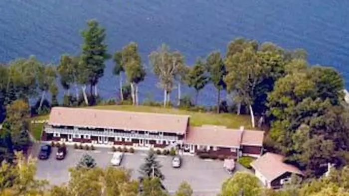 An aerial view of Sandy Point Motel