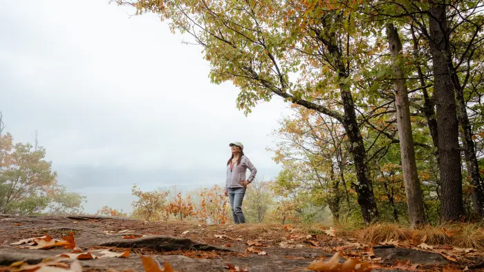 A woman on top of Mount Severance
