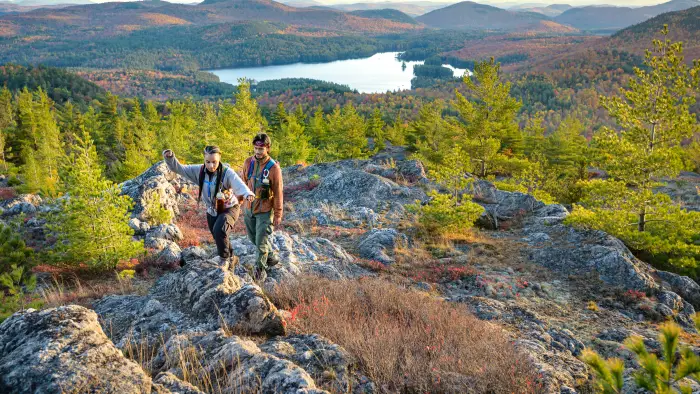 A couple on the rocky summit of Treadway Mountain