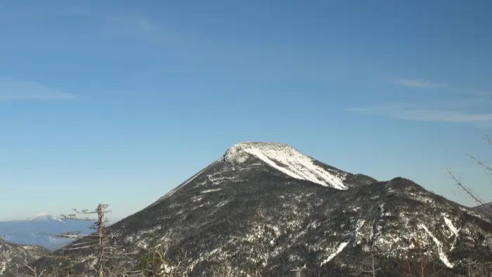 A flat-topped&#44; rocky summit in the winter