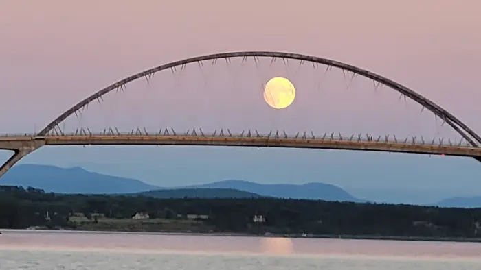 Moon over lake