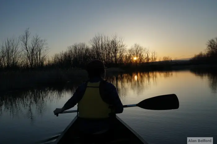While the current remained slow&#44; the water level was up on this spring paddle with a friend.