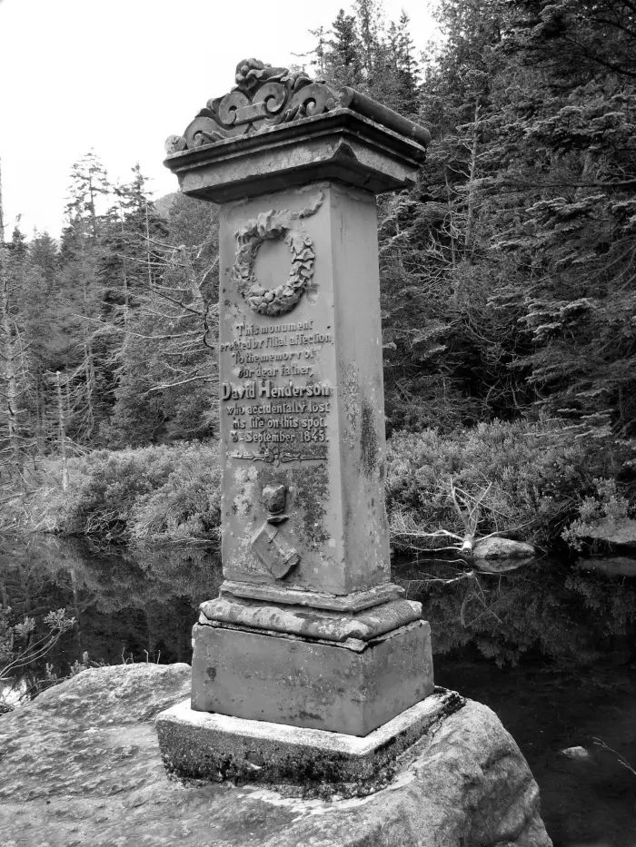 The David Henderson memorial on Calamity Pond. Photo courtesy of Lee Manchester.