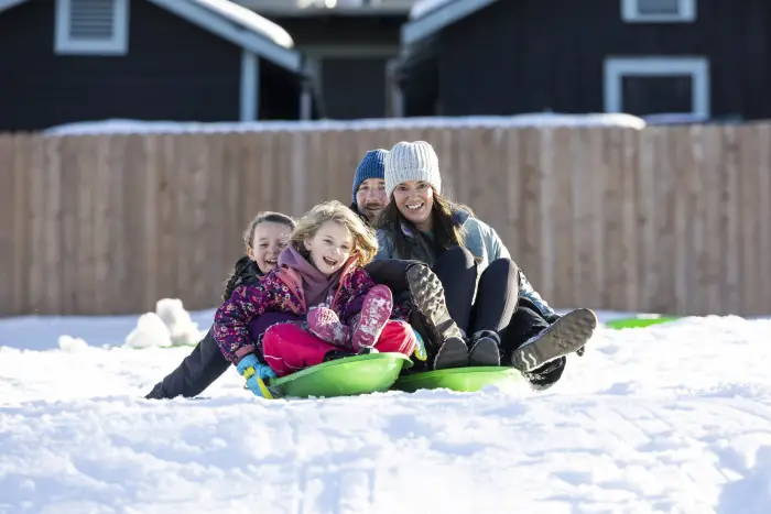 A family sledding