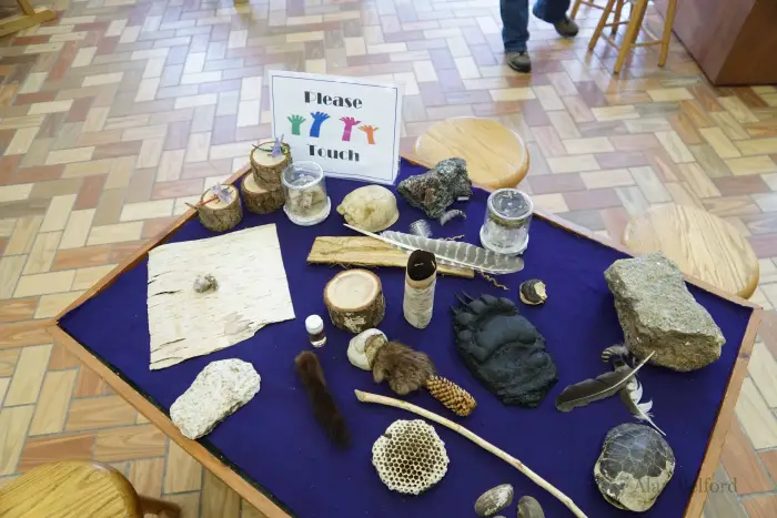 Folks can explore the natural world both outside and inside the AIC - including natural artifacts and molds of actual bear tracks.