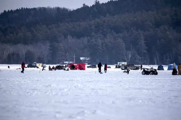 Ice fishing is also a group activity.