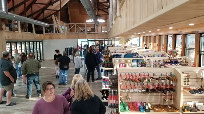 People shopping in the general store.