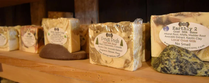 A close up of homemade bars of soap.