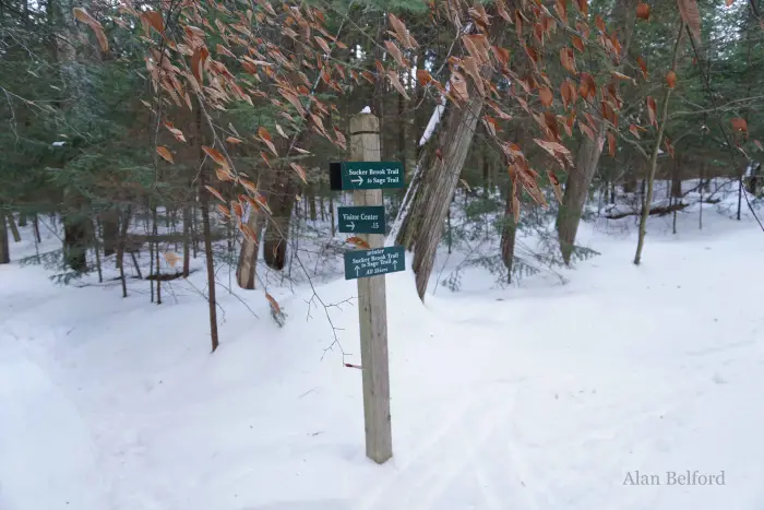 Signs point the way along the AIC trails.