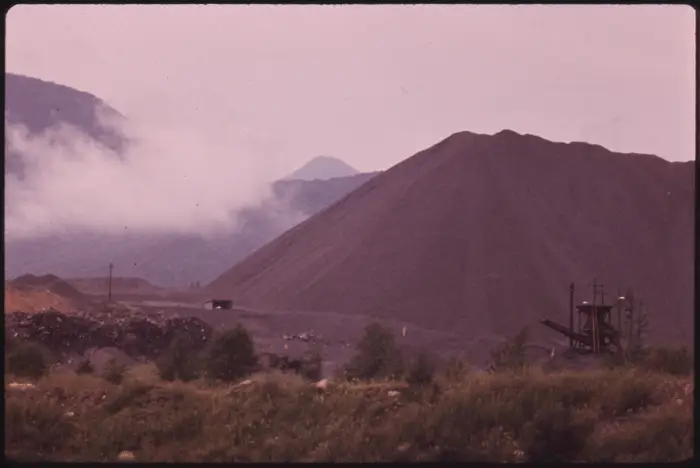 The tailings from when the mining operation was in full swing towered over the landscape.