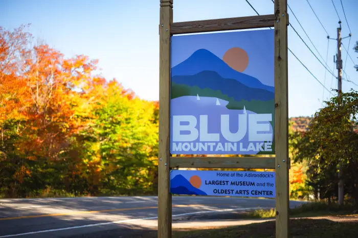 Picture of the Sign for Blue Mountain Lake