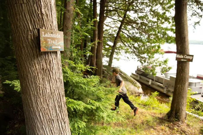 A kid playing near Eagle Lake