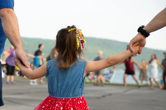 Holding hands in standard in square dancing.