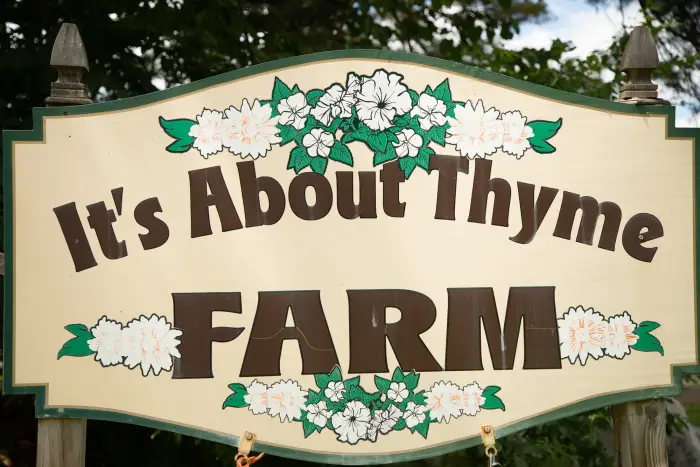 It's About Thyme Farm sign
