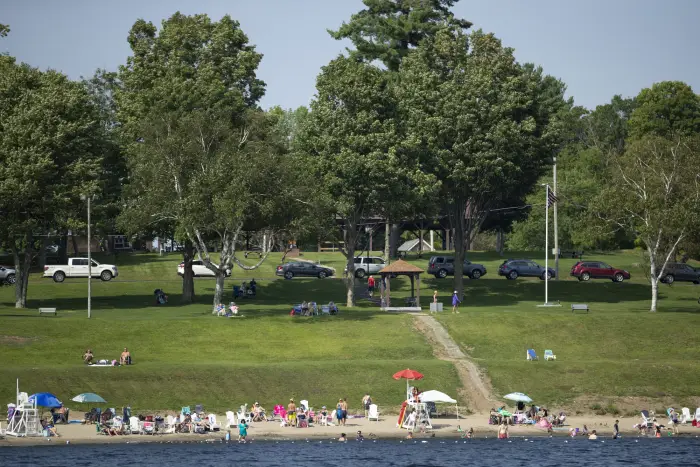 people at schroon lake beach