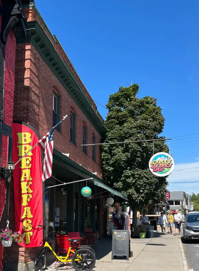 Outside sign of Schroon Sandwich Shop